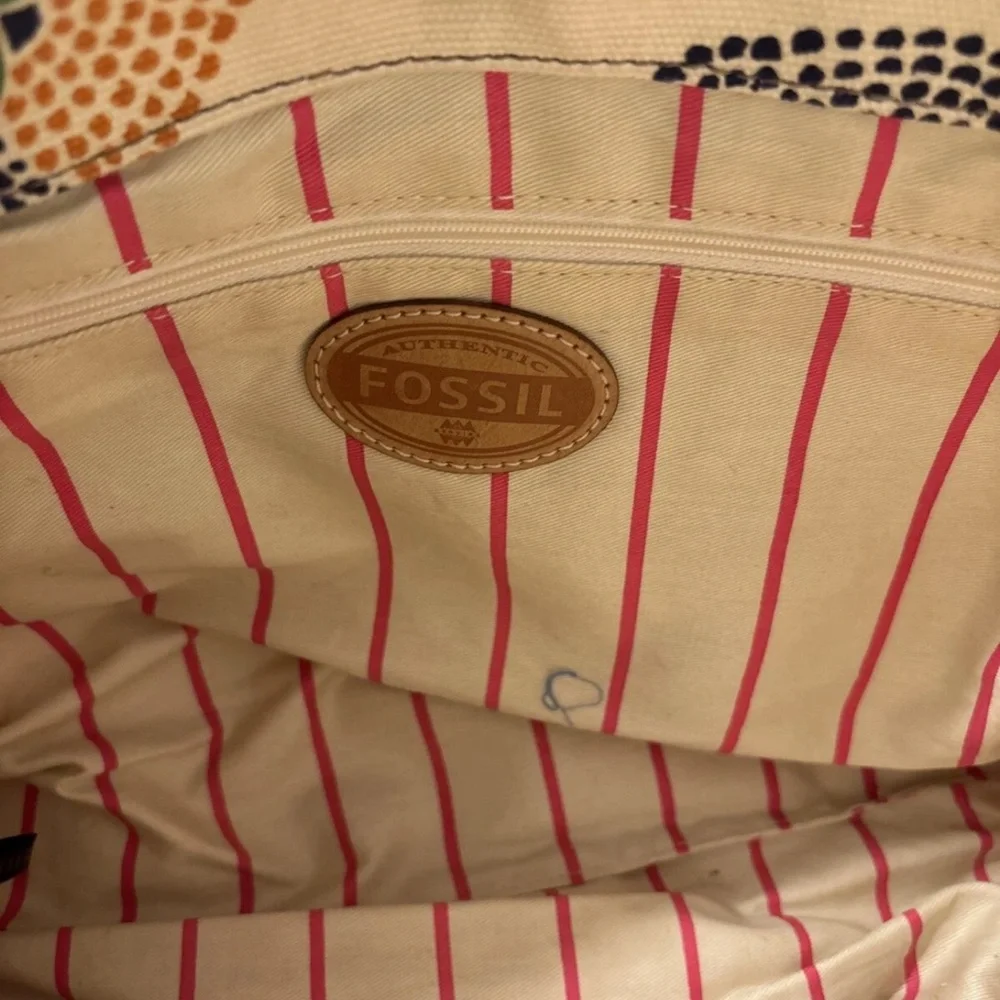 Fossil Multicolor Tote with Orange‎ Accents - Picture 4 of 6